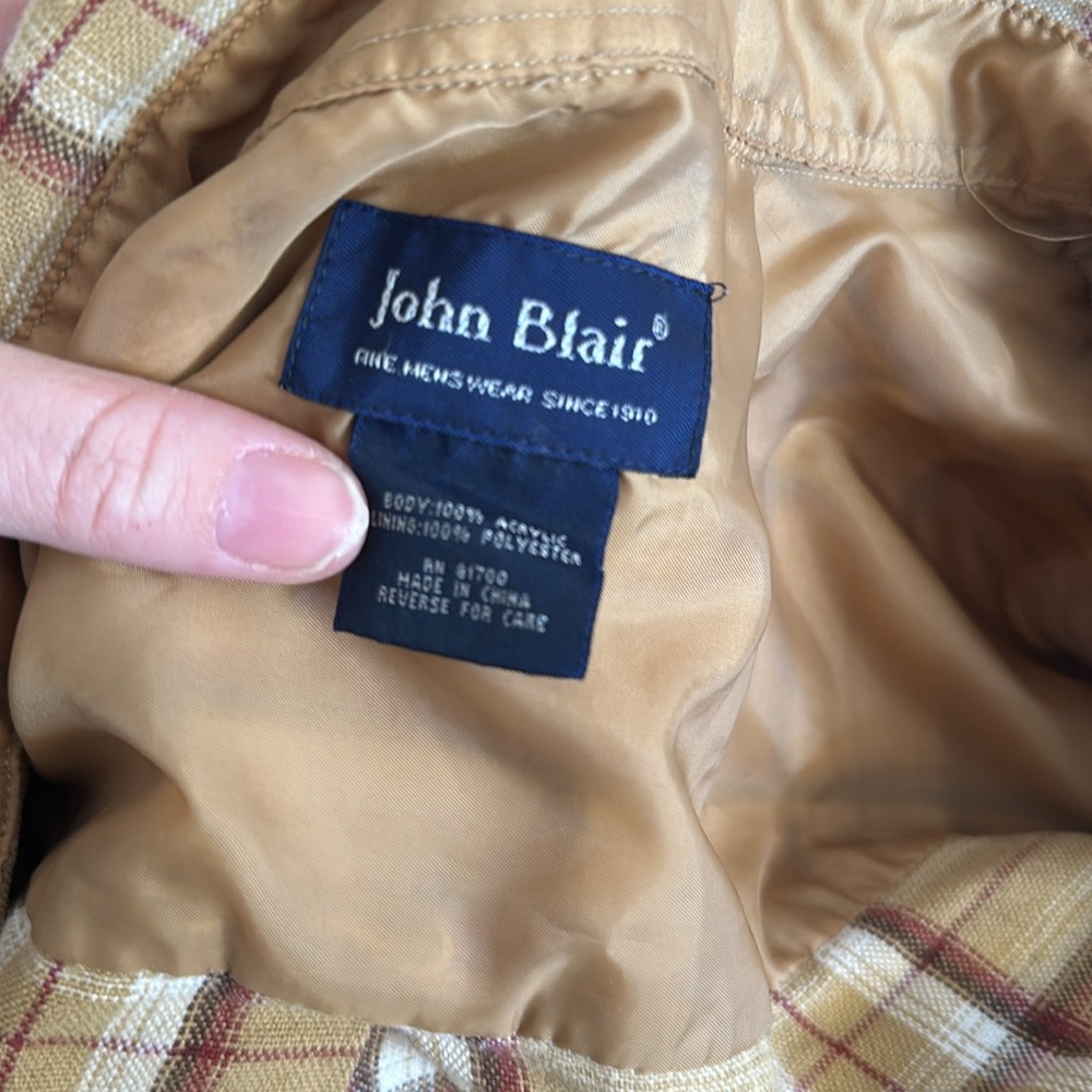 John Blair Vintage Plaid Flannel Shirt XL Yellow - Picture 6 of 7